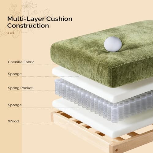 87" Convertible Sectional Sofa,L-Shaped Deep Seat Sofa Couch for Living Room,Modern 2-Seat Loveseat Sofa with Ottoman for Small Space(Olive Green)