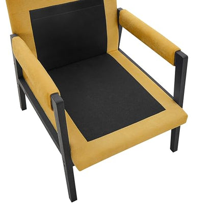 Kelly Mid-Century Modern Chenille Upholstered Accent Armchair, Yellow