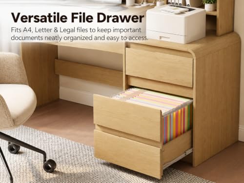 55.1" Computer Desk with Hutch & 4 Storage Drawers, view 6