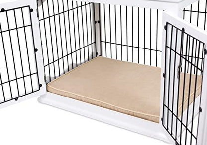 Decorative Dog Kennel with Pet Bed, Small Indoor Pet Crate, Double Door Design, view 8