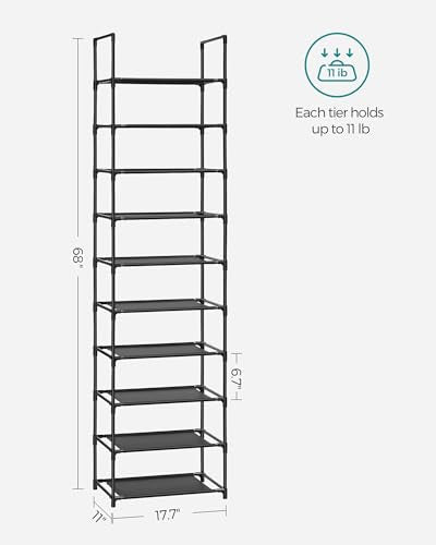 Shoe Rack, 10-Tier Shoe Shelf, Shoe Storage Organizer, view 4