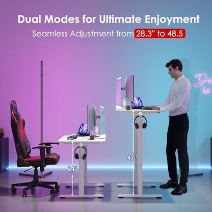 Electric Standing Desk Adjustable Height Sit Stand Home Office Desk with Splice, view 4