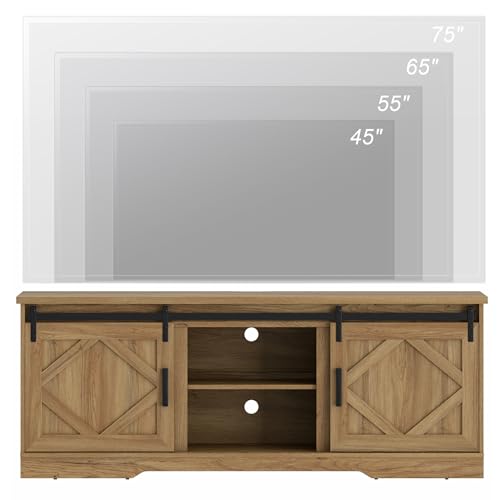 Modern Farmhouse TV Stand for up to 75 inch TV, 25.6"H, view 8