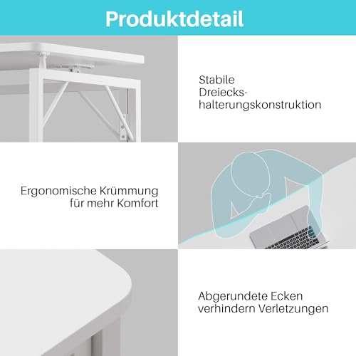 White Folding Desk - 31.5", No Assembly Small Foldable Desk for Home, Office, Wooden Top Folding Computer Desk for Working, Writing, Studying