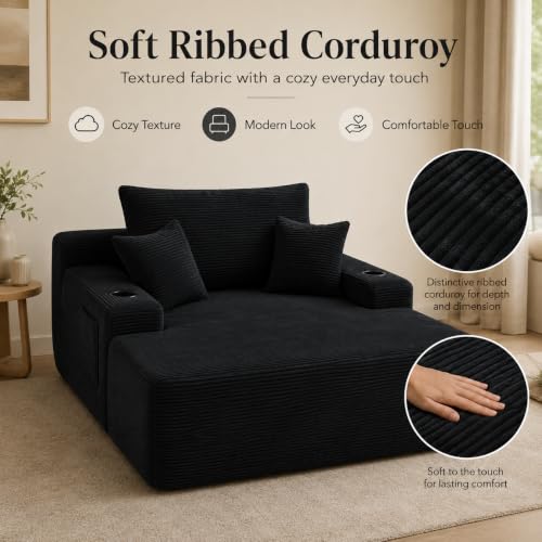 65.4" Boneless Cloud Couch Sofa, Corduroy Upholstered Loveseat in a Box, view 6