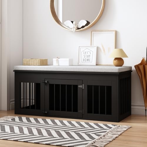 47.2" Large Dog Crate Furniture for Small Medium Dogs, Black, view 4