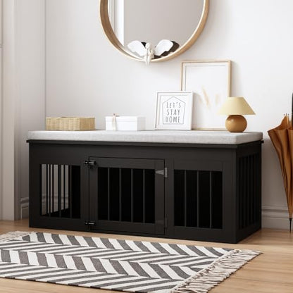 47.2" Large Dog Crate Furniture for Small Medium Dogs, Black, view 4