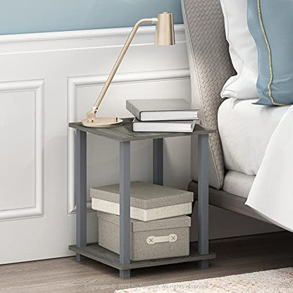 SIMPLISTIC Side Table Set of 2, 2-Tier Square Modern End Table, Nightstand, Night Stand, Bedside Table, Toolless Assembly, for Living Room, Bedroom, French Oak