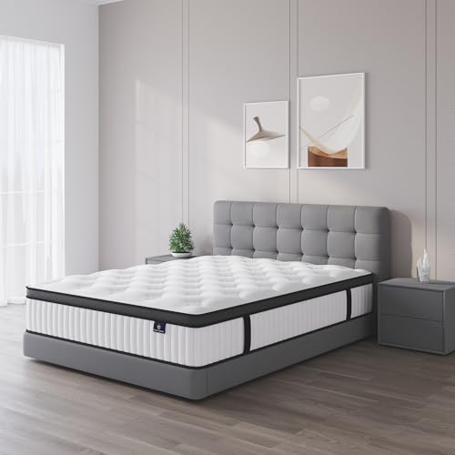Twin Mattress, 10 Inch Hybrid Mattress in a Box, Memory Foam and Pocket Springs, Fiberglass Free, Soft and Breathable, Medium Firm Feel