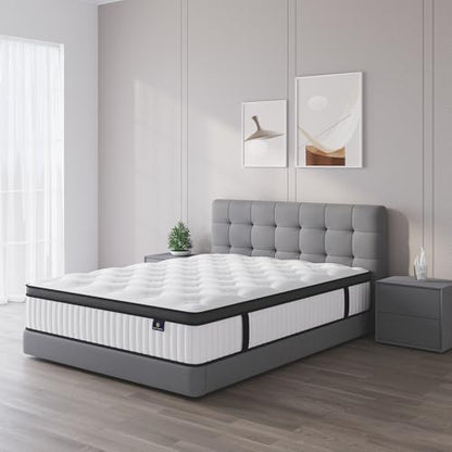 Twin Mattress, 10 Inch Hybrid Mattress in a Box, Memory Foam and Pocket Springs, Fiberglass Free, Soft and Breathable, Medium Firm Feel