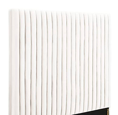 Tov Furniture Arabelle Upholstered Velvet Bed (White, Queen (U.S. Standard))