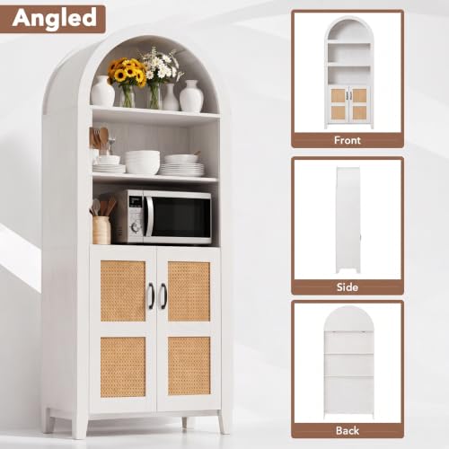 Arched White Wood Bookshelf with Adjustable Shelves, view 8