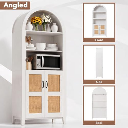 Arched White Wood Bookshelf with Adjustable Shelves, view 8