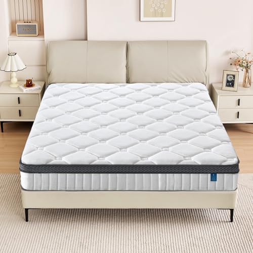 King Size Mattress 12 inch Mixed Mattress 80"*76"*12" Boxed Gel Memory Foam Mattress Individually Pocketed Springs Pressure Relief and Motion Isolation Mattress for Better Sleep King Mattress
