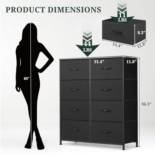 8-Drawer Dresser for Bedroom, Anti-Tip Tall Storage Organizer, view 5