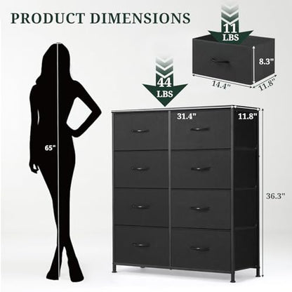 8-Drawer Dresser for Bedroom, Anti-Tip Tall Storage Organizer, view 5
