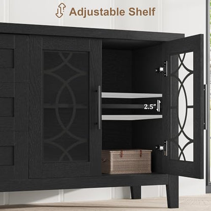 Farmhouse TV Stand with Glass Door for 65-70 Inch TV, Entertainment Center, view 6