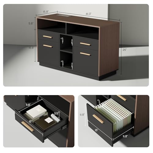 71" L Shaped Executive Standing Desk with 4 Drawers, view 4