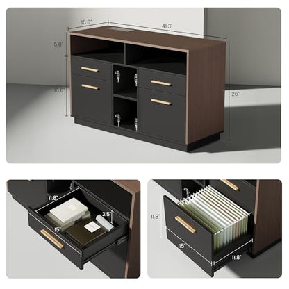 71" L Shaped Executive Standing Desk with 4 Drawers, view 4
