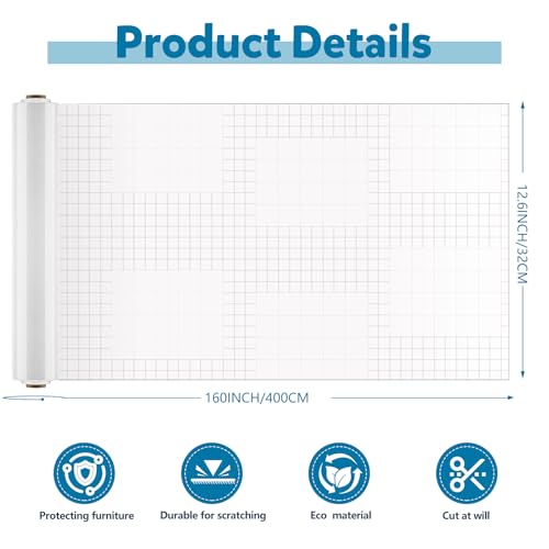 Anti Cat Scratch Furniture Protector – Clear Thicken Vinyl Tape 160"x 12.6", Single-Sided Sticky Couch Protector from Cat Claws, Flexible Guard for Sofa Corner Door Walls Bed Leather