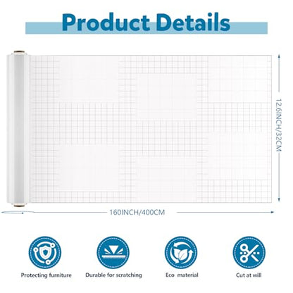 Anti Cat Scratch Furniture Protector – Clear Thicken Vinyl Tape 160"x 12.6", Single-Sided Sticky Couch Protector from Cat Claws, Flexible Guard for Sofa Corner Door Walls Bed Leather