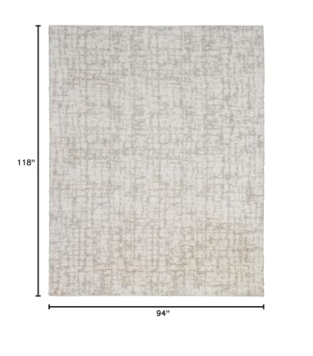 Home Modern Shag Ivory Grey 7'10" x 9'10" Area Rug - Easy Clean, Non Shedding, Bed Room, Living Room, Dining Room, Kitchen (8' x 10')