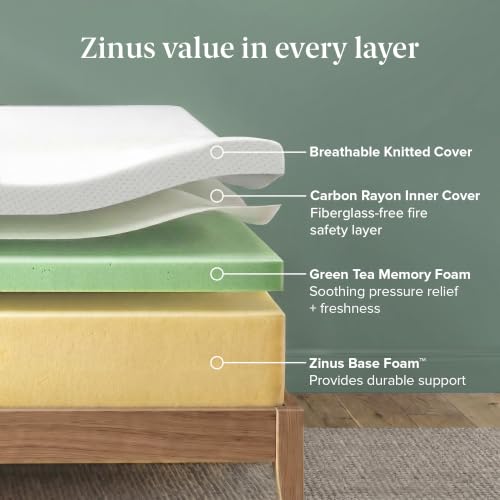 Zinus 10 Inch Queen Green Tea Essential Memory Foam Mattress, Medium Feel, view 4