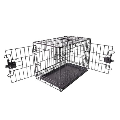 Portable, Foldable Metal Wire Dog Crate with Removable Tray, Double Door, view 2