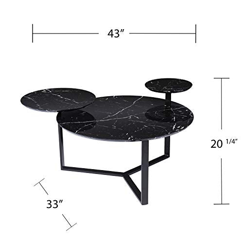 Saxelby Faux Marble Cocktail Table - Transitional Design, Black Iron and Wood - Ideal for Living Room, Family Room (CK1125100)