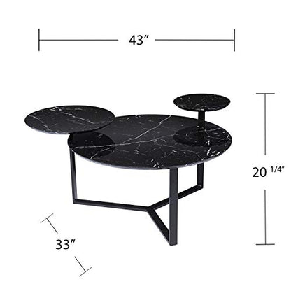 Saxelby Faux Marble Cocktail Table - Transitional Design, Black Iron and Wood - Ideal for Living Room, Family Room (CK1125100)