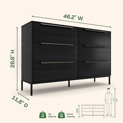 Lira Premium 6-Drawer Fabric Dresser, Engineered Wood Frame, view 4