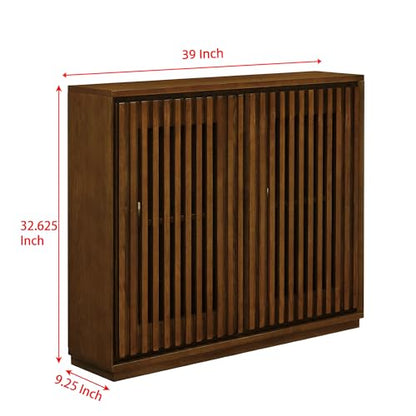 39" Walnut Narrow Sideboard Buffet Storage Cabinet for Entryway, view 3