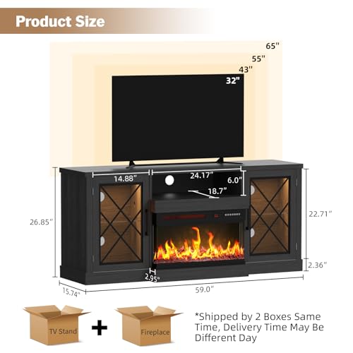 59'' Fireplace TV Stand, view 3