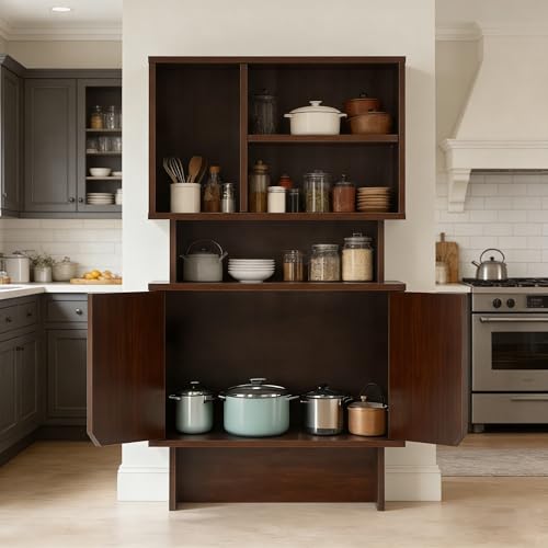 Modular TV Stand for Up to 100 Inch TV, Walnut Entertainment Center, view 8