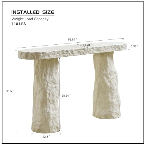 53.94 inch Modern Design Console Table,Imitation Stone Table,Fiberglass Entryway Table with Irregular Legs for Living Room,Hallway