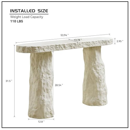 53.94 inch Modern Design Console Table,Imitation Stone Table,Fiberglass Entryway Table with Irregular Legs for Living Room,Hallway