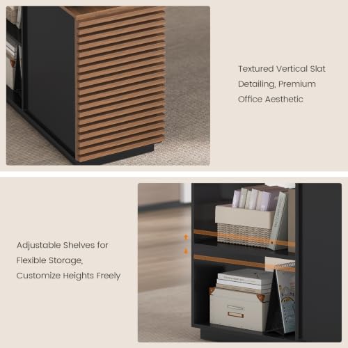 78.7" Executive Desk, Home Office Desk with File Drawers & Storage Shelves, view 6