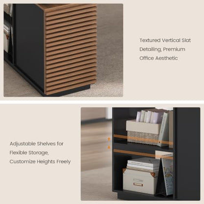 78.7" Executive Desk, Home Office Desk with File Drawers & Storage Shelves, view 6