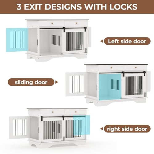 47" Double Dog Crate Furniture, Dog Kennel for 2 Dogs w/Divider, view 6