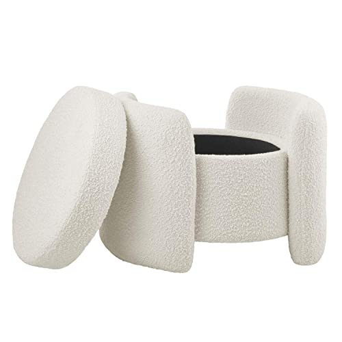 EEI-5561-IVO Nebula Boucle Upholstered Upholstered Ottoman, Ivory