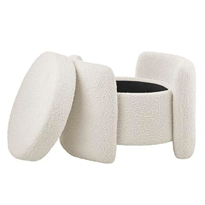 EEI-5561-IVO Nebula Boucle Upholstered Upholstered Ottoman, Ivory