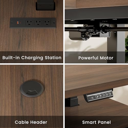 71" L Shaped Electric Standing Desk with 5 Drawers & CPU Storage, view 6