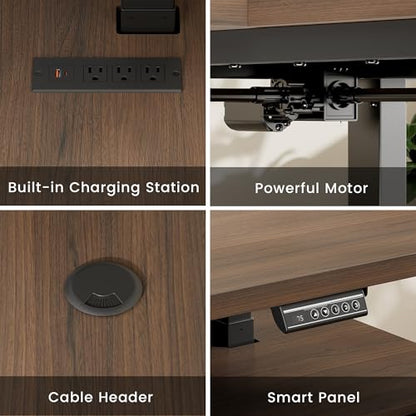71" L Shaped Electric Standing Desk with 5 Drawers & CPU Storage, view 6