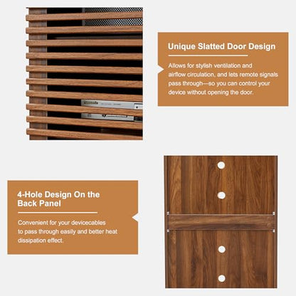 5-Tier AV Media Cabinet with Grille Door & Adjustable Shelves, view 7