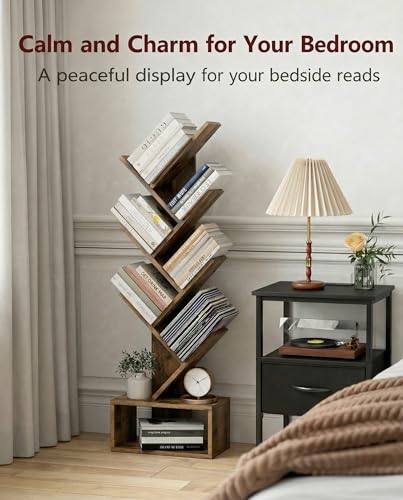 6 Tier Tree Book shelf, Small Bookcase and Small Bookshelf for Small Spaces, view 7
