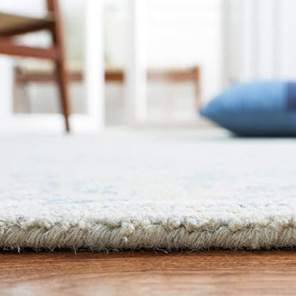 SAFAVIEH Micro-Loop Collection 2'3" x 8' BlueBeige MLP535M Handmade Premium Wool Entryway Foyer Living Room Kitchen Runner Rug