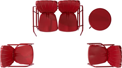 Ridgeland 4-Piece Retro Metal Outdoor Loveseat Glider Patio Furniture Set for Porch, Deck, Bright Red Gloss