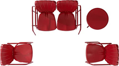 Ridgeland 4-Piece Retro Metal Outdoor Loveseat Glider Patio Furniture Set for Porch, Deck, Bright Red Gloss