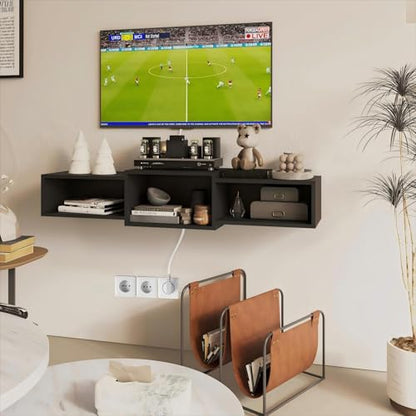 Floating TV Stand Wall Mounted with Power Outlet, view 5