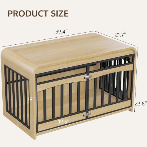 39.4" Dog Crate Furniture, Wooden Dog Cage for Small & Medium Dog, view 3